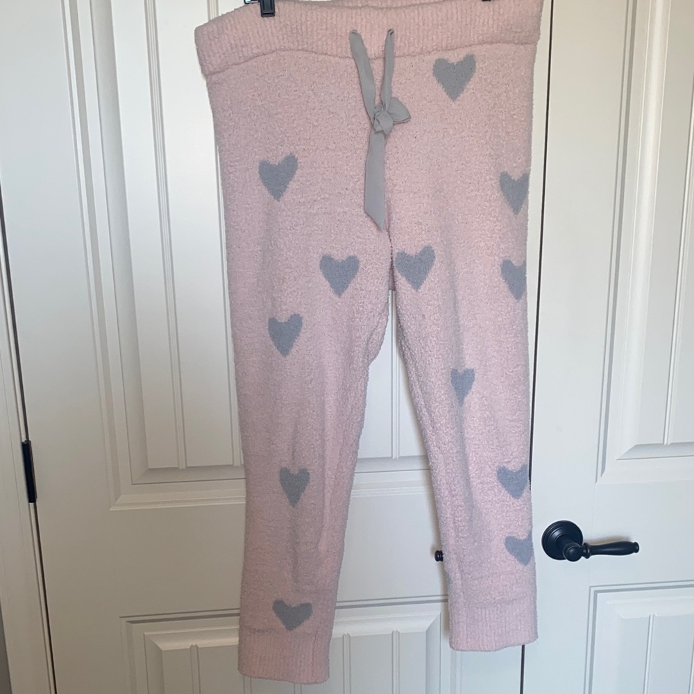 Pink Heart Patterned Knit Pants